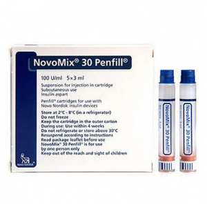 NovoMix 30 100 units / ml ( insulin aspart + insulin aspart protamine) 5 penfills